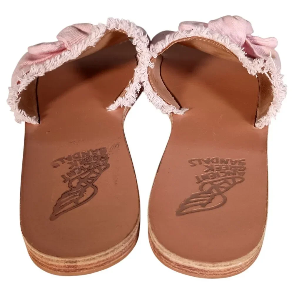 Ancient Greek Sandals 39 US 8.5 Pink Denim Taggete Bow Flats Slip On